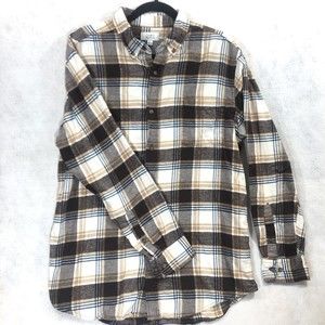 Men's Flannel Shirt Croft And Barrow Large Brown Plaid